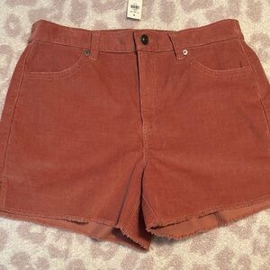 NWT Aerie Rust Corduroy High-Rise Shorts, Sz Medium